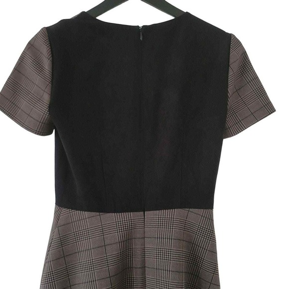 Cremieux Plaid Dress Preppy V-Neck Faux Suede Panels Short Sleeve Pockets 2 - Picture 5 of 8
